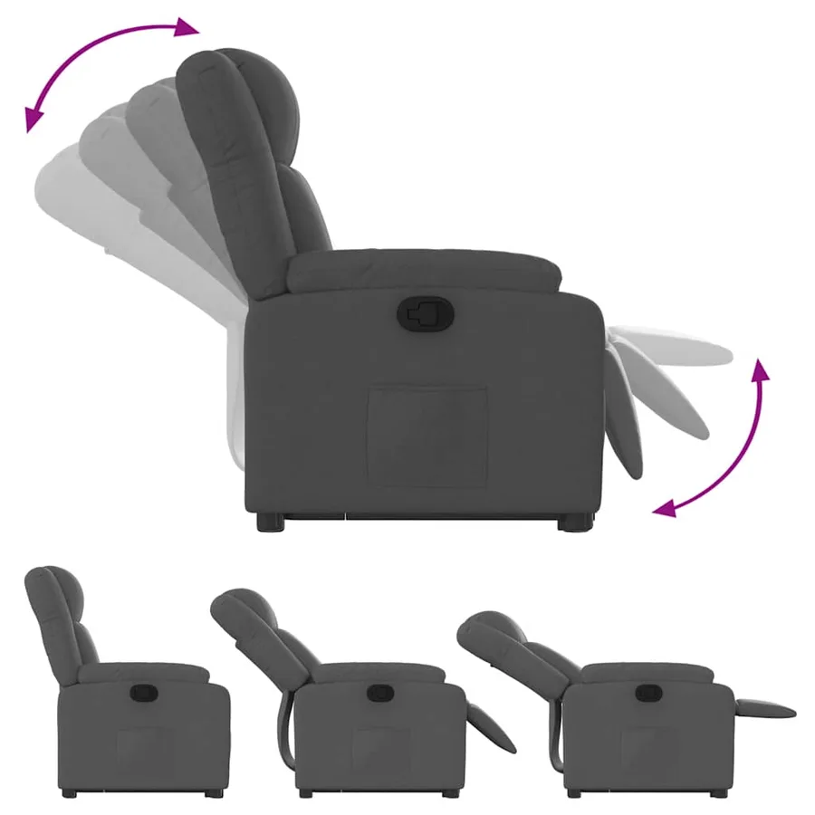 Fauteuil inclinable Gris foncé Tissu - 7