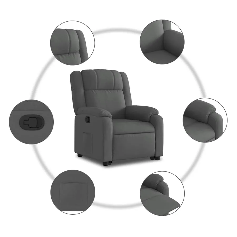 Fauteuil inclinable Gris foncé Tissu - 8