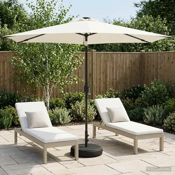 Parasol de jardin avec lumières LED et base 300 x 300 cm