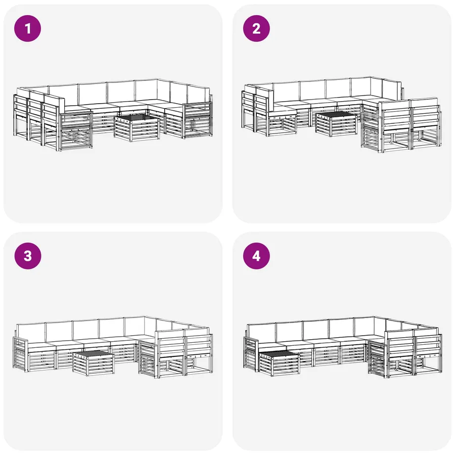 Ensembles de canapés 10 pcs Blanc et gris clair 59 x 59 x 37 cm - 7