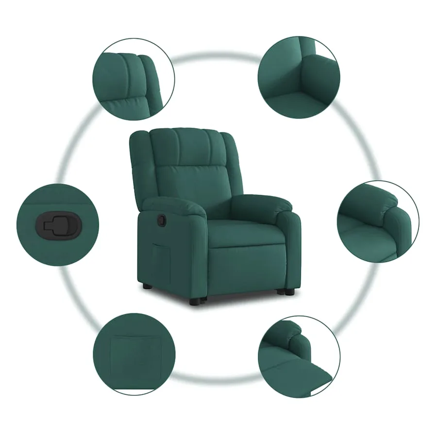Fauteuil inclinable vert foncé tissu - 8