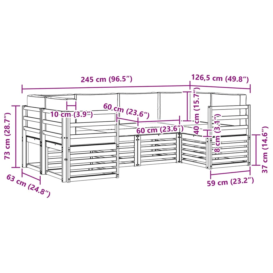 Ensemble de canapé d'angle 6 pcs Blanc et gris clair - 7