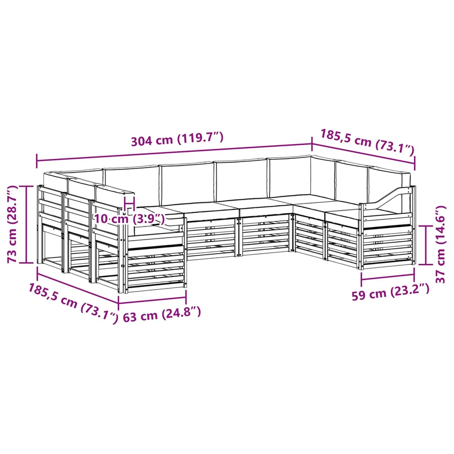 Ensemble de canapé d'angle 9 pcs Blanc et Beige - 8