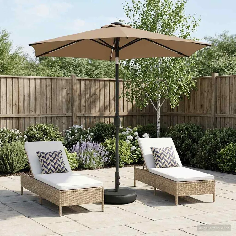 Parasol de jardin avec lumières LED et base 230 x 230 cm