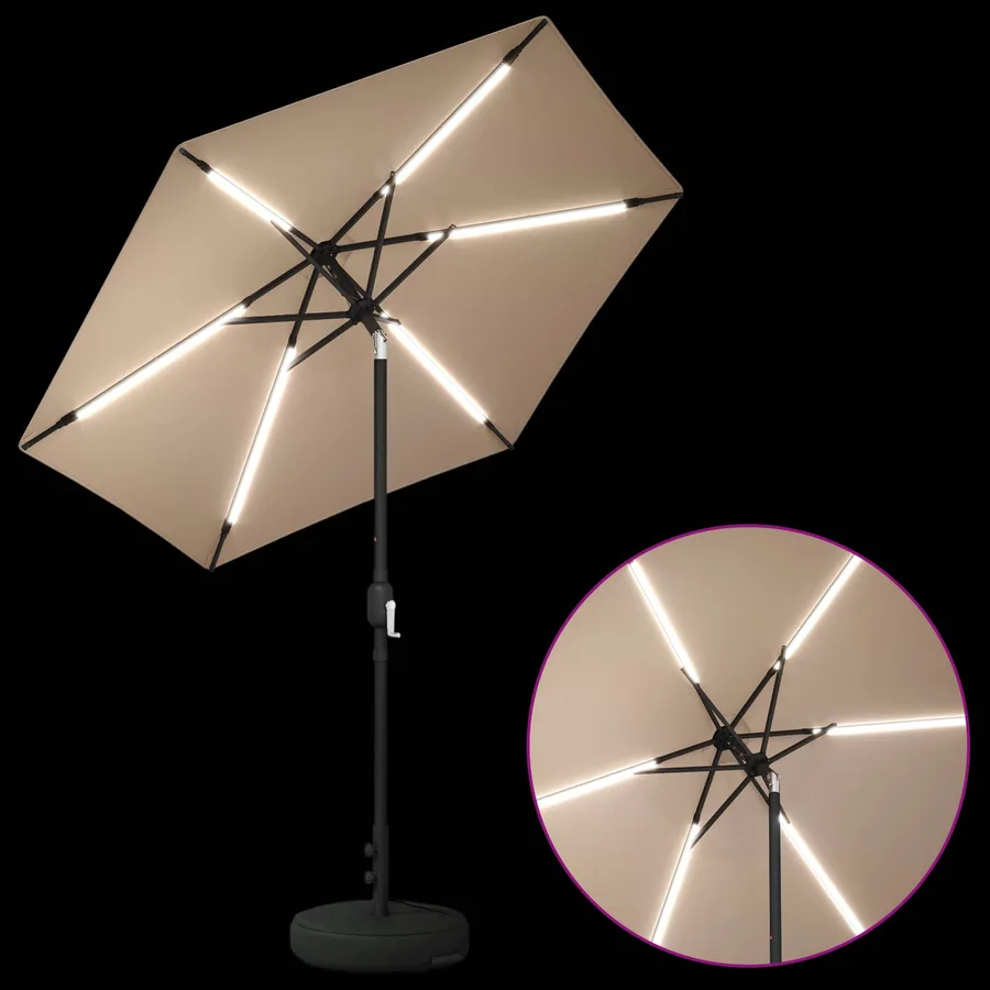 Parasol de jardin avec lumières LED et base 230 x 230 cm - 4