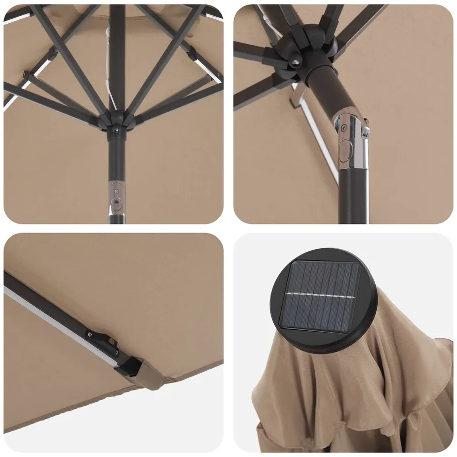 Parasol de jardin avec lumières LED et base 230 x 230 cm - 6