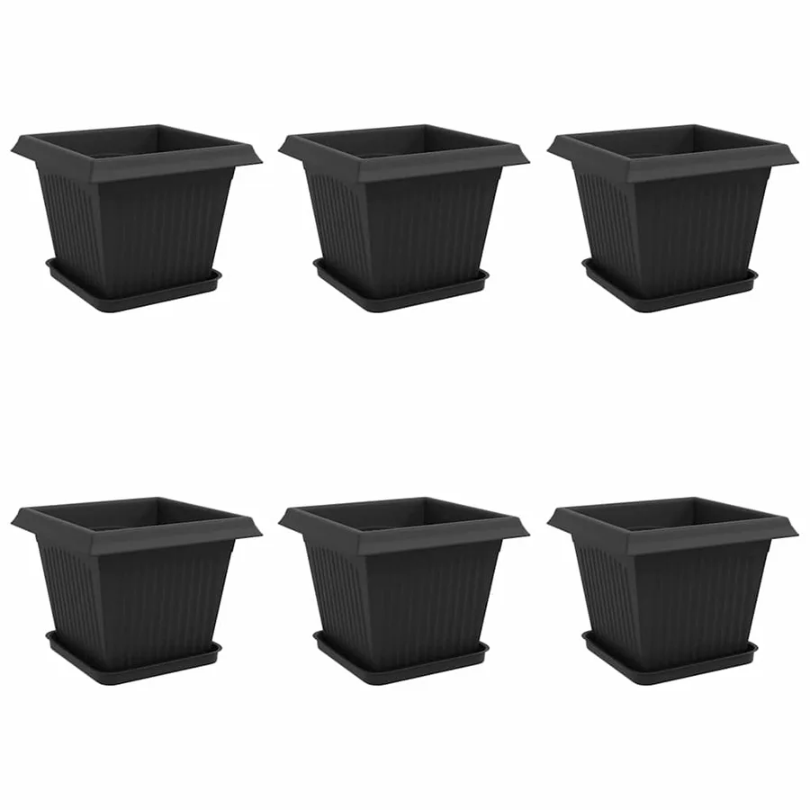 Pots de plantes 6 pcs Noir 33 x 33 x 26 cm Plastique - 2