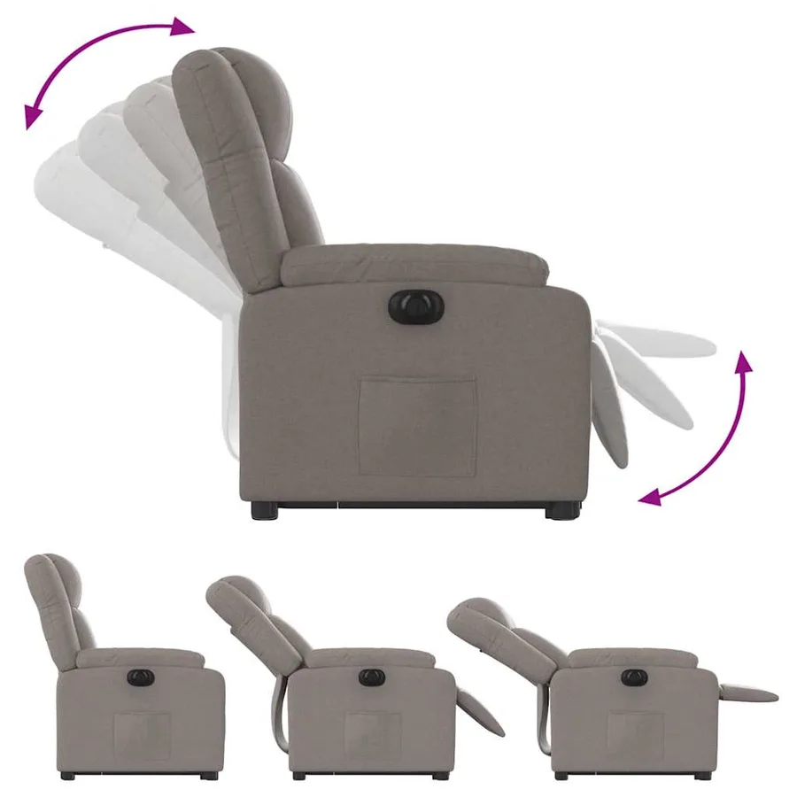 Fauteuil inclinable électrique taupe tissu - 7