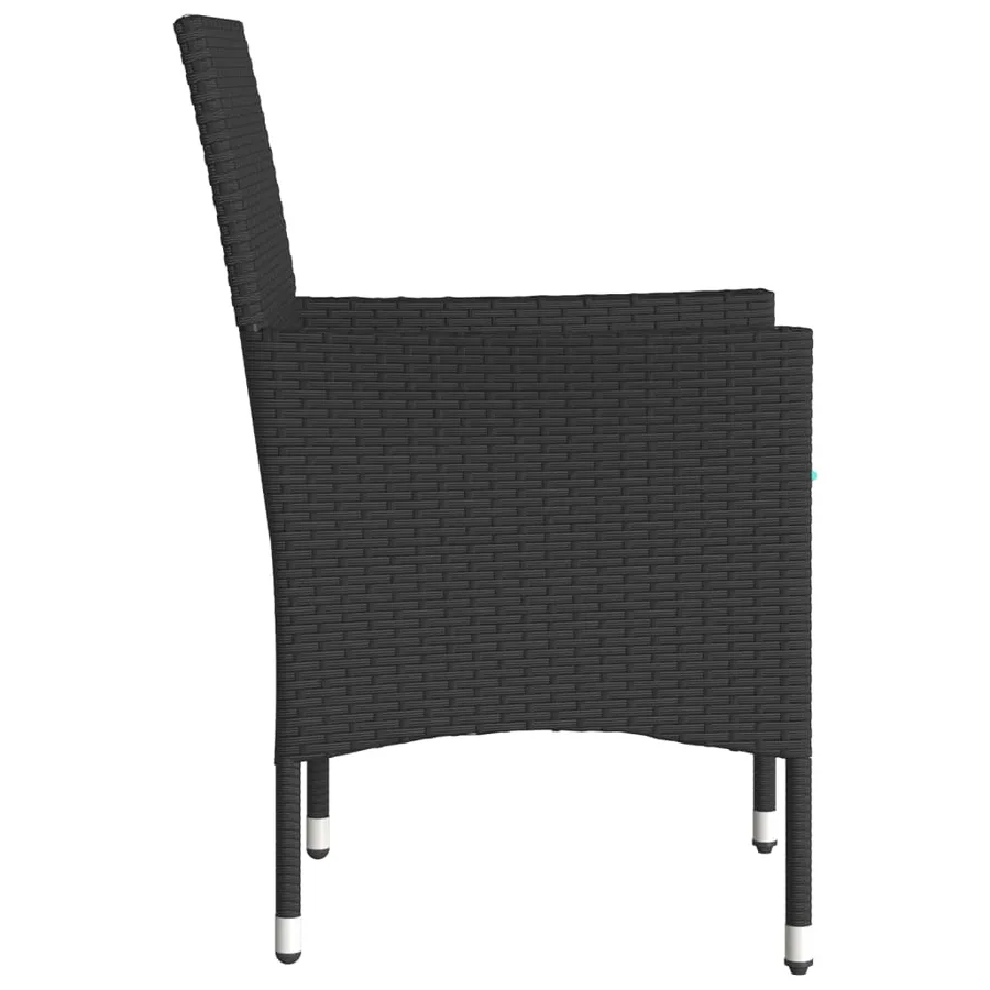 Chaises de jardin avec coussins lot de 2 noir résine tressée - 6