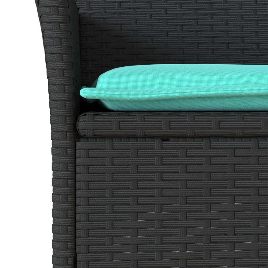Chaises de jardin avec coussins lot de 2 noir résine tressée - 8