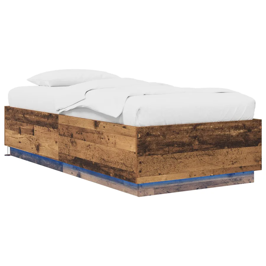 Cadre de lit avec LED Bois ancien 80 x 200 cm Bois d'ingénierie