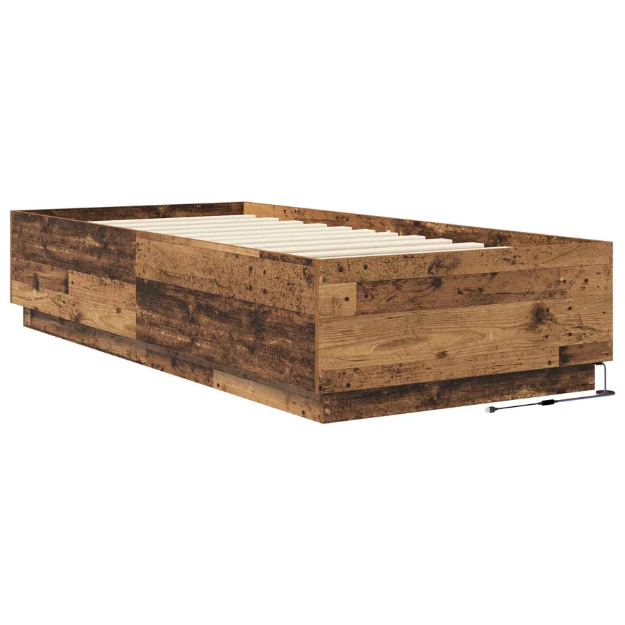 Cadre de lit avec LED Bois ancien 80 x 200 cm Bois d'ingénierie - 5