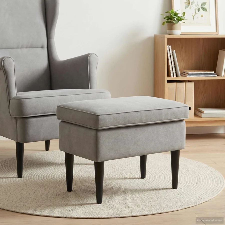 Pouf Gris clair 55 x 35 x 41 cm Velours