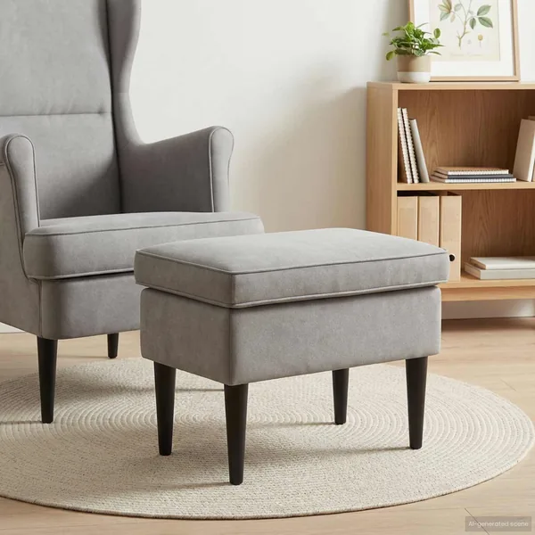Pouf Gris clair 55 x 35 x 41 cm Velours