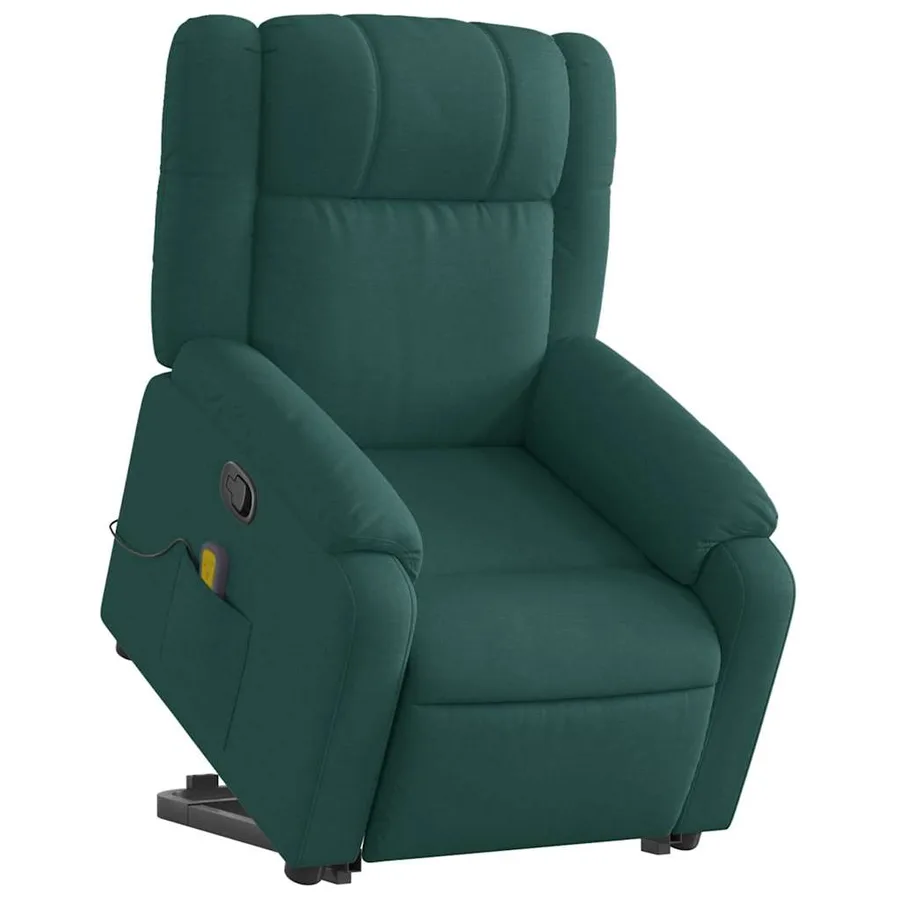 Fauteuil inclinable de massage Vert foncé Tissu - 3