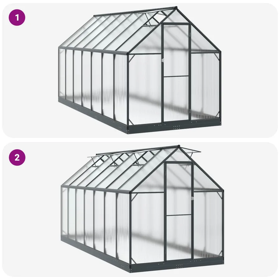 Serre de jardin avec porte Anthracite 183,5 x 423,5 x 207 cm - 7