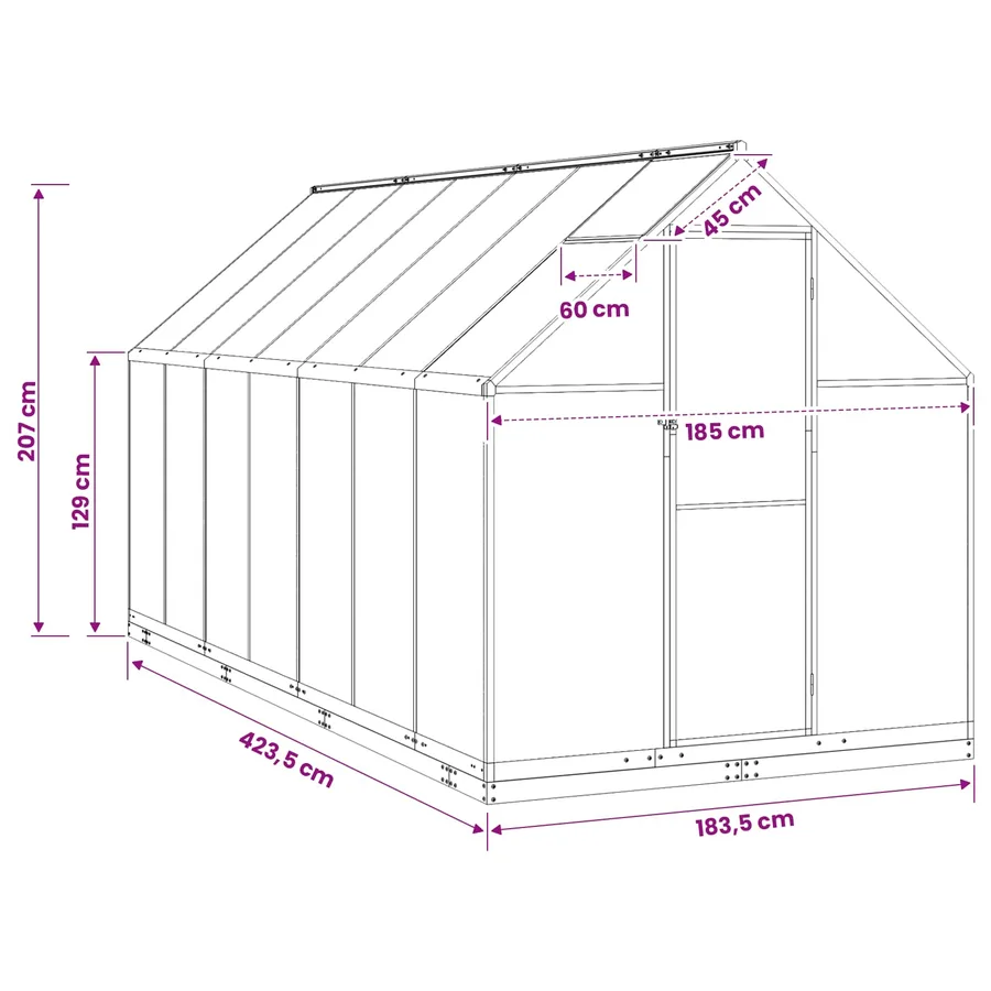 Serre de jardin avec porte Anthracite 183,5 x 423,5 x 207 cm - 8