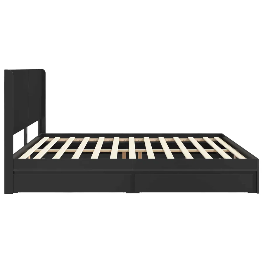 Cadre de lit avec rangement et tête de lit Noir 200 x 200 cm - 6