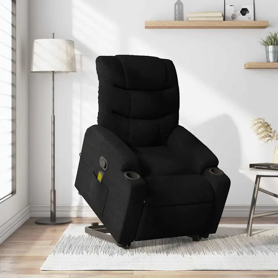 Fauteuil de massage inclinable Noir Tissu - 15