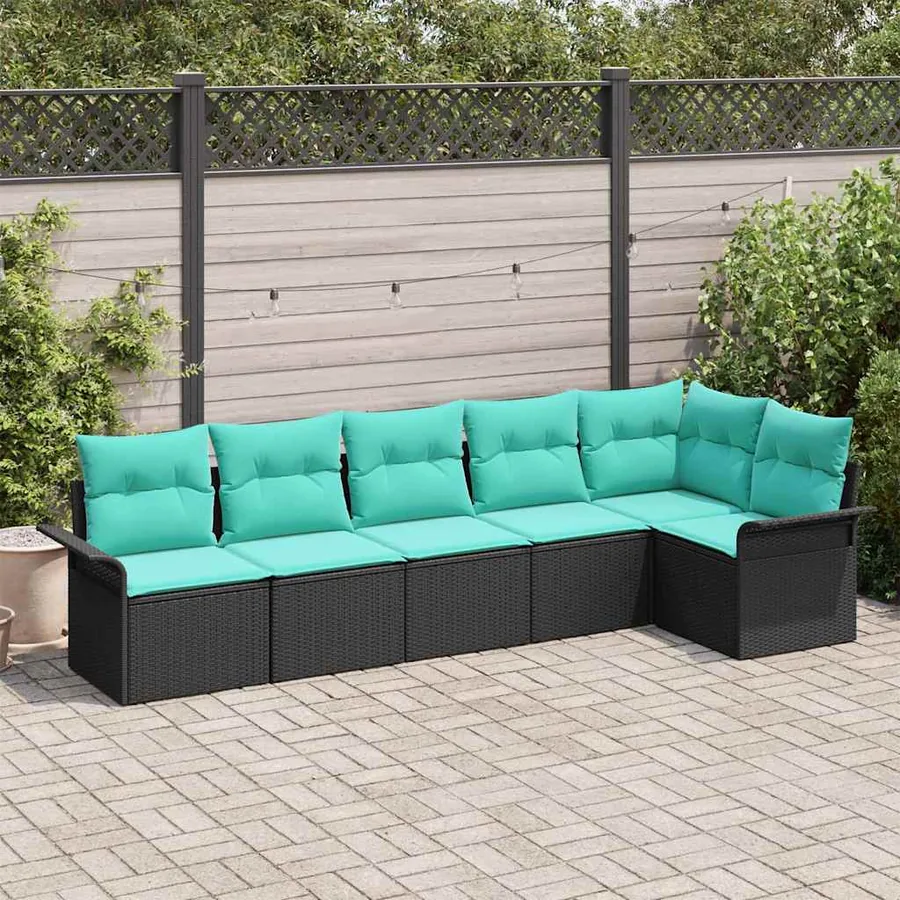 Ensemble de canapé de jardin avec stockage 6 pcs Noir polyrotin