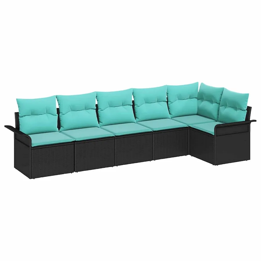 Ensemble de canapé de jardin avec stockage 6 pcs Noir polyrotin - 2