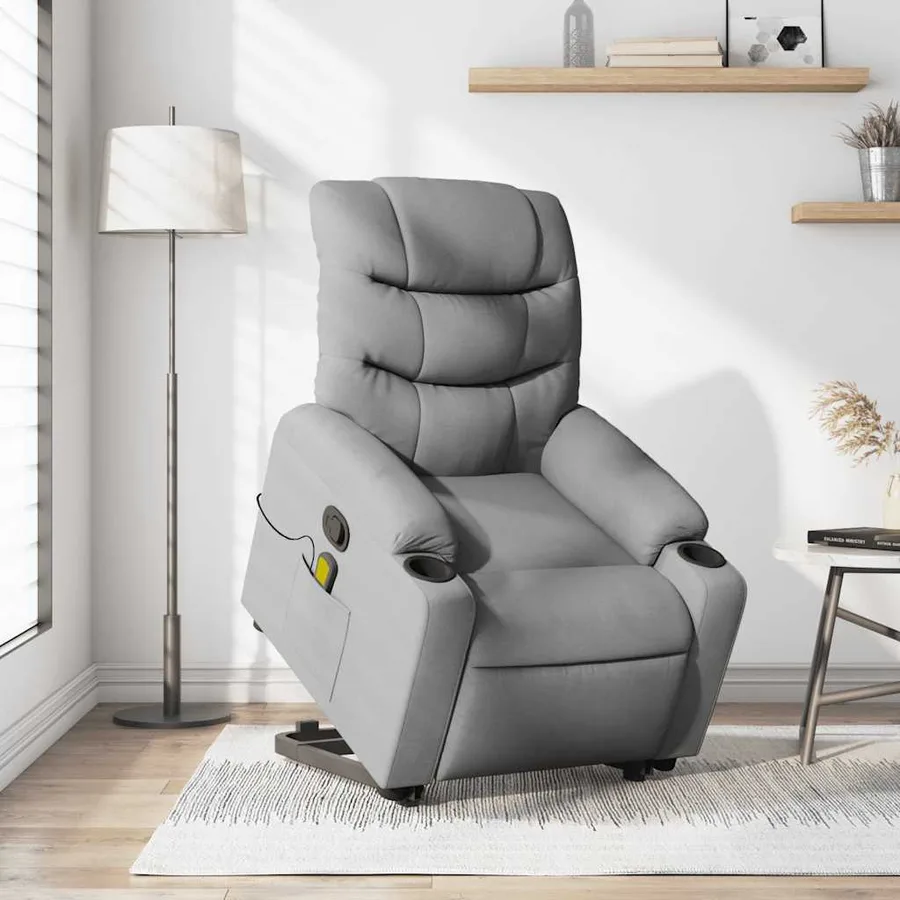 Fauteuil de massage inclinable Gris clair Tissu - 16