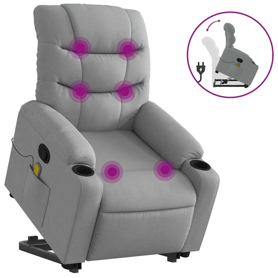 Fauteuil de massage inclinable Gris clair Tissu - 2