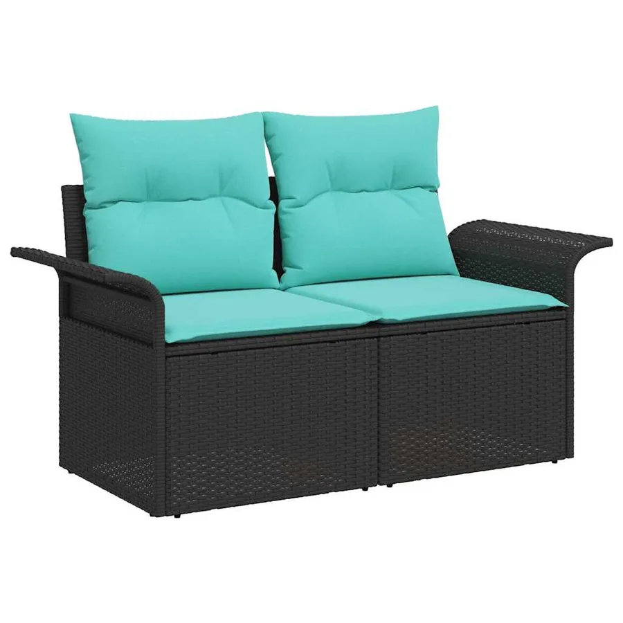 Ensemble de canapé de jardin avec coussin 5 pcs Noir polyrotin - 4