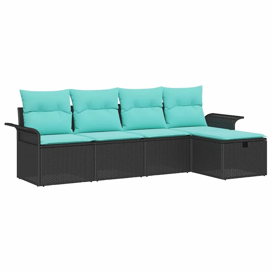 Ensemble de canapé de jardin avec coussin 5 pcs Poly rotin - 2