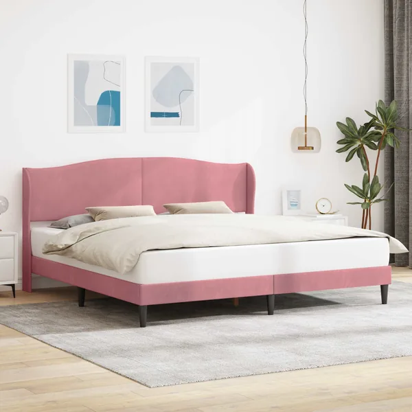 Cadre de lit avec tête de lit Rose 200 x 200 cm Velours