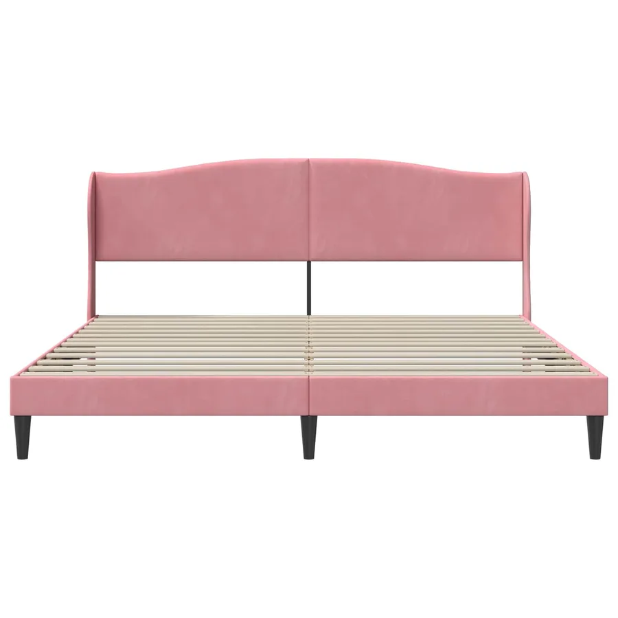 Cadre de lit avec tête de lit Rose 200 x 200 cm Velours - 4