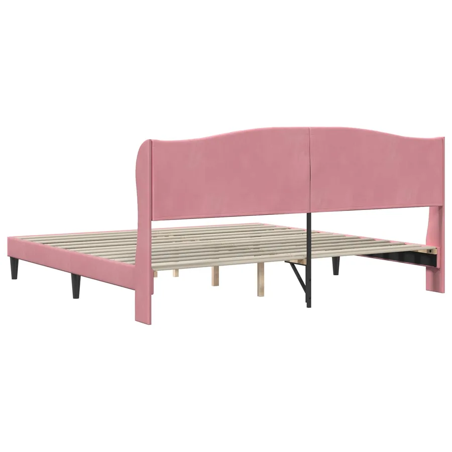 Cadre de lit avec tête de lit Rose 200 x 200 cm Velours - 6