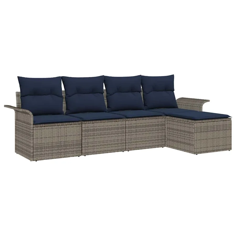 Ensemble de canapé de jardin avec stockage 5 pcs Gris polyrotin - 2