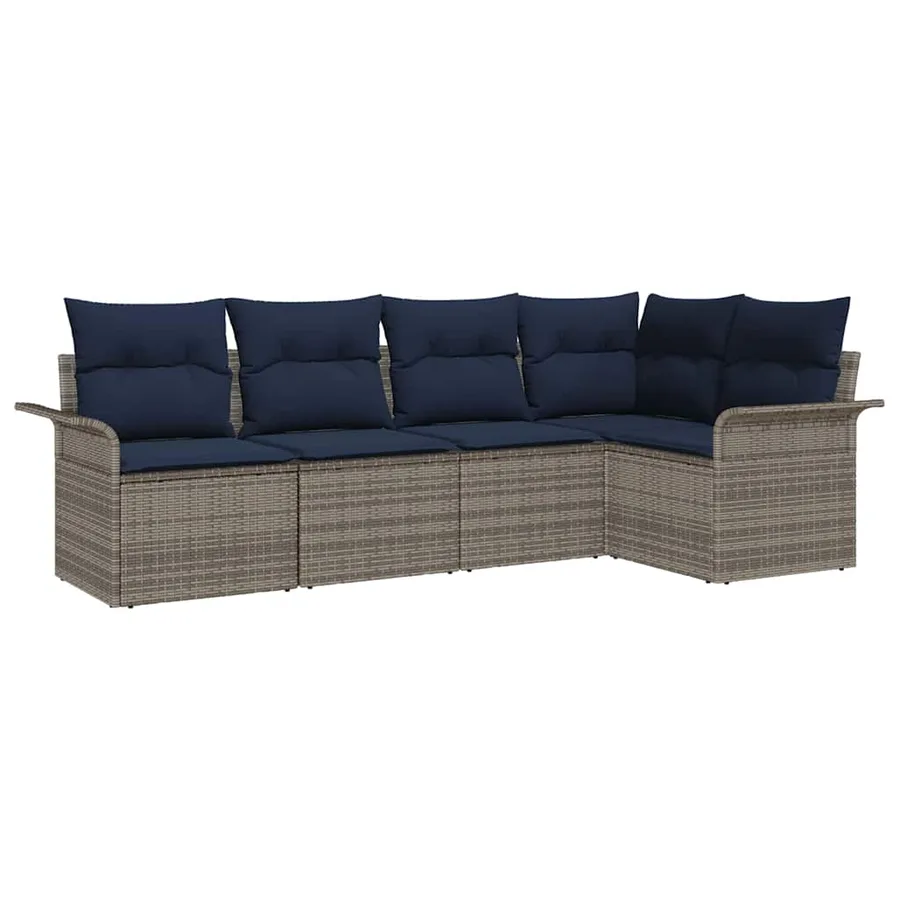 Ensemble de canapé de jardin avec stockage 5 pcs Gris polyrotin - 2