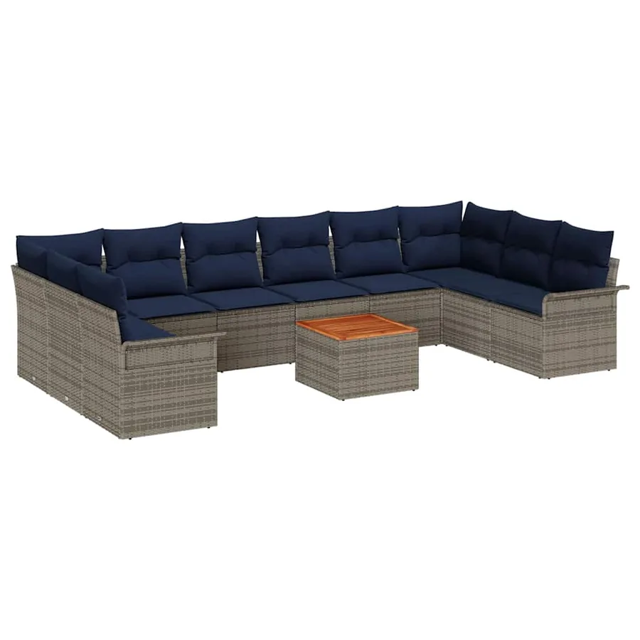 Ensemble de canapé de jardin 11 pcs Gris et bleu marine - 2