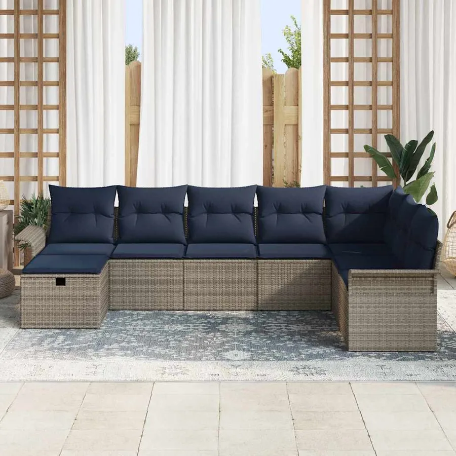 Ensemble de canapé de jardin avec coussin 8 pcs Poly rotin - 3