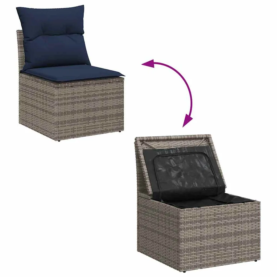 Ensemble de canapé de jardin 9 pcs Gris Poly rotin - 13