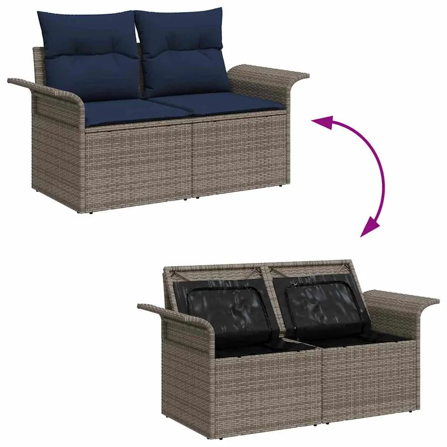 Ensemble de canapé de jardin 9 pcs Gris polyrotin - 12