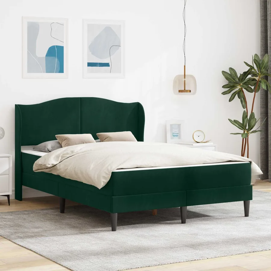 Cadre de lit avec tête de lit Vert foncé 140 x 200 cm Velours
