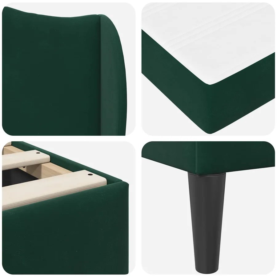 Cadre de lit avec tête de lit Vert foncé 140 x 200 cm Velours - 9