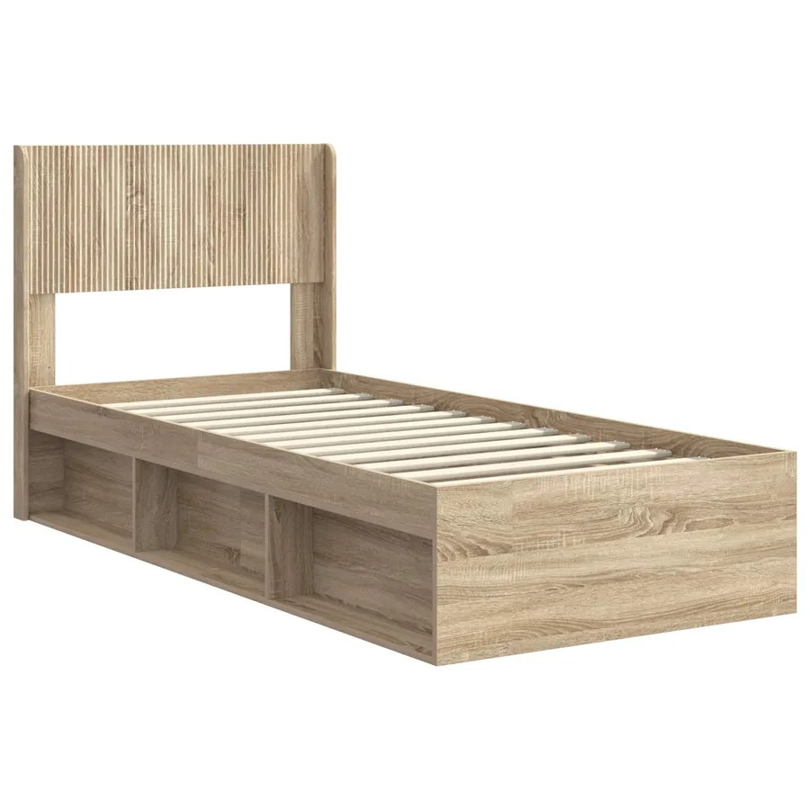 Cadre de lit avec rangement et tête de lit Chêne Sonoma - 4