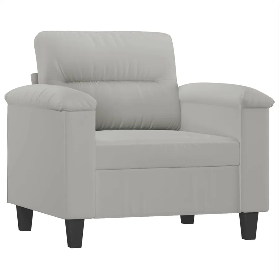 Ensemble de canapés 3 pcs coussins gris clair tissu microfibre - 3