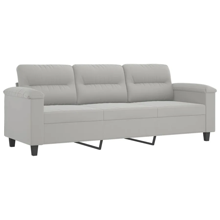 Ensemble de canapés 3 pcs coussins gris clair tissu microfibre - 5