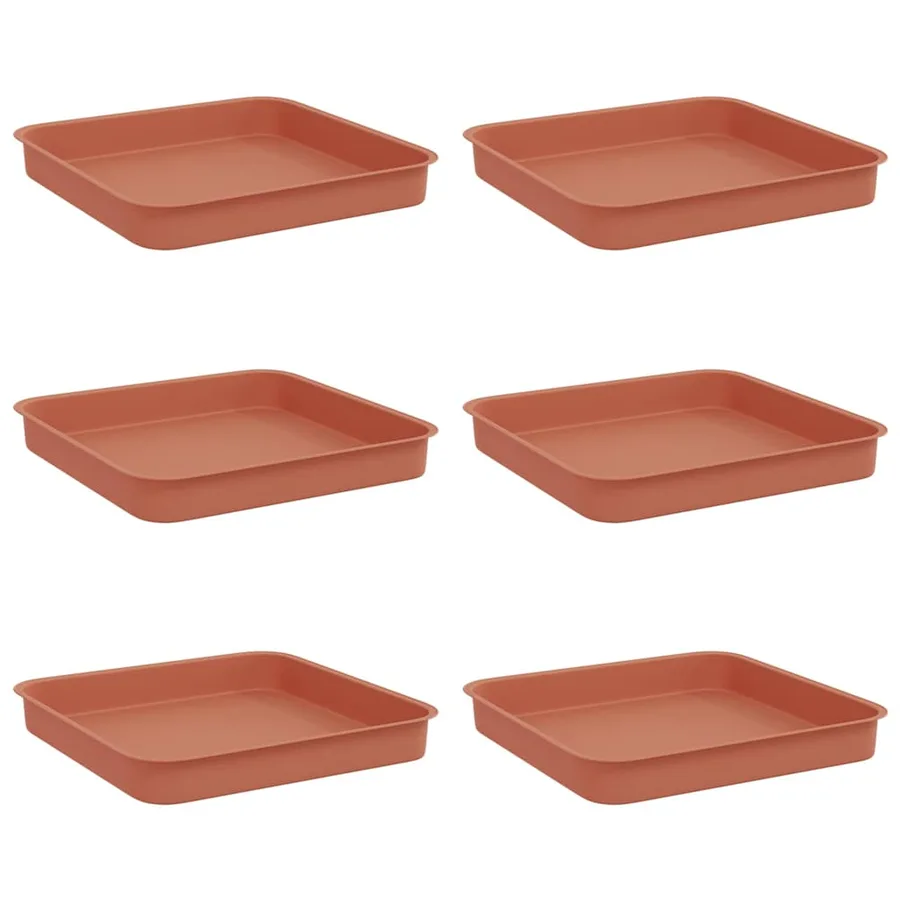 Plateau carré à fleurs 6 pcs Rouge brique 15 x 15 x 2 cm - 2
