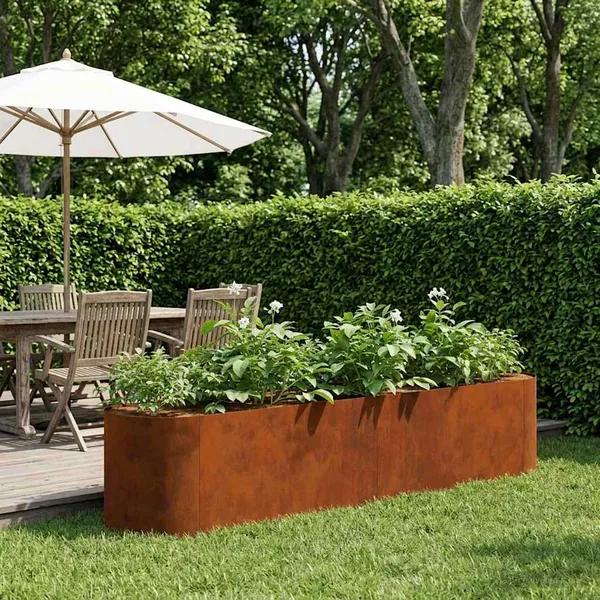 Jardin surélevé Acier patiné 200 x 40 x 40 cm