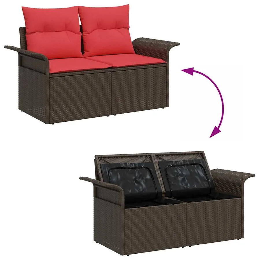 Ensemble de canapé de jardin 8 pcs Marron polyrotin - 13