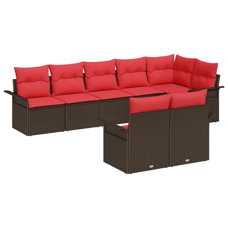 Ensemble de canapé de jardin 8 pcs Marron polyrotin - 2