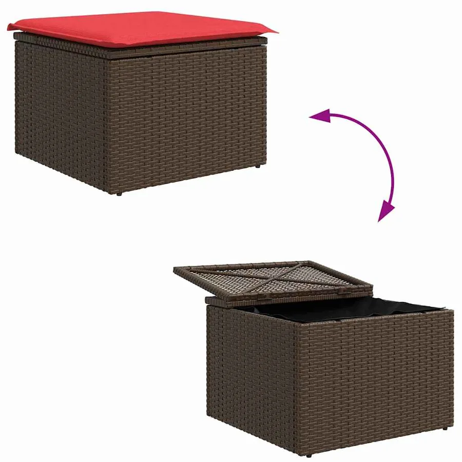 Ensemble de canapé de jardin 9 pcs Marron Poly Rattan - 16