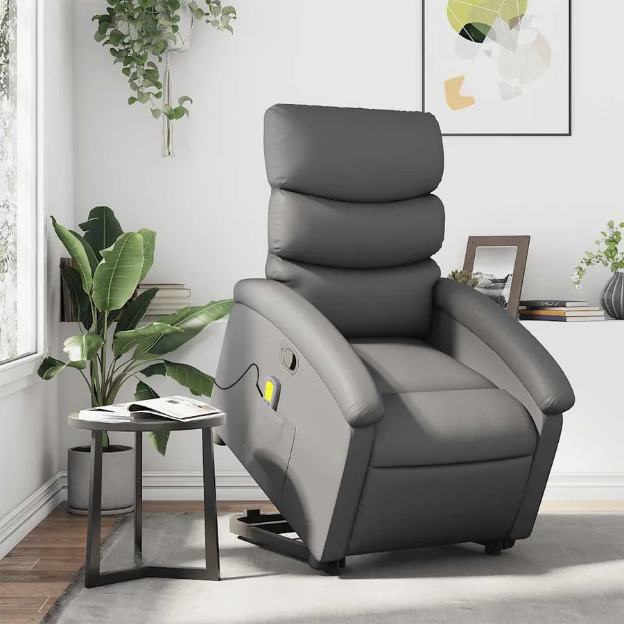 Fauteuil inclinable de massage Gris Similicuir - 15