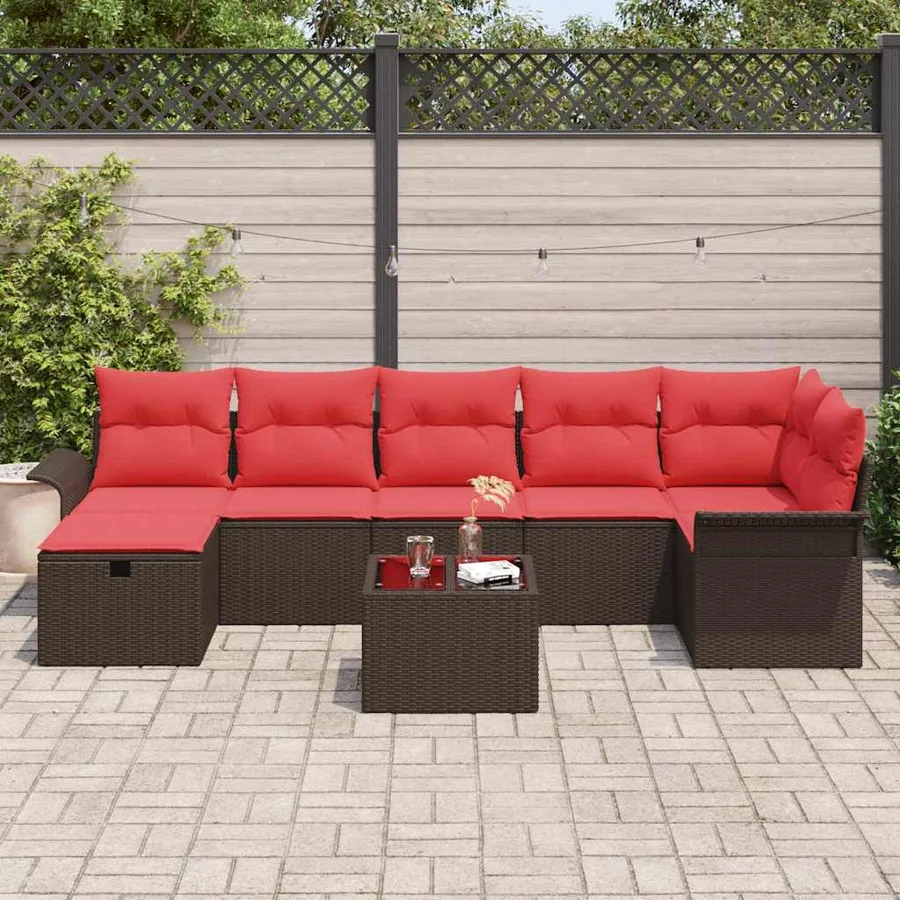 Ensemble de canapé de jardin avec coussin 8 pcs Poly rotin - 3